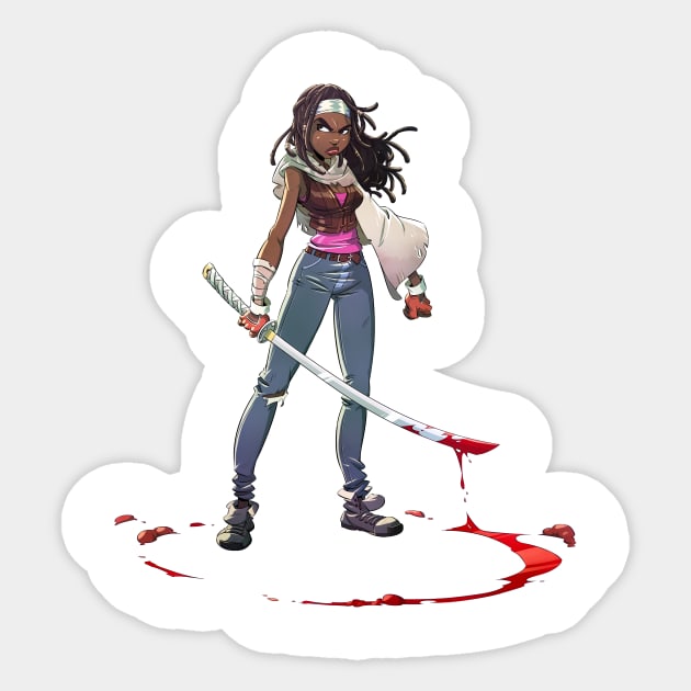 Zombie Hunter Toon Pin Up Sticker by Bitgem